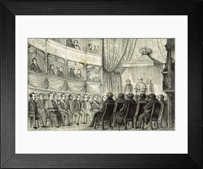 Framed Print : Spain (1810-1814). Cadiz Cortes. Opening of the extraordinary general Cortes. Etching. SPAIN. San Fernando. Municipal Historic Museum