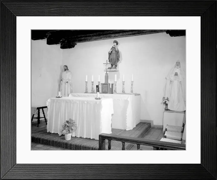 Framed Print : Mission San Francisco de la Espada, altar with crucifix and statues of Jesus, St. Francis of Assisi and the Virgin Mary. San Antonio, Texas Framed Print : Mission San Francisco de la Espada, altar with crucifix and statues of Jesus, St. Francis of Assisi and the Virgin Mary. San Antonio, Texas