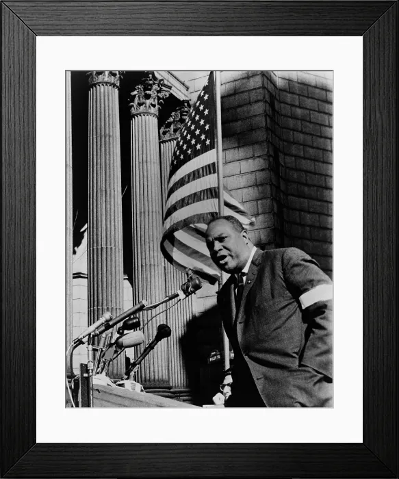 Framed Print : James Farmer, speaking at Foley Square in New York City