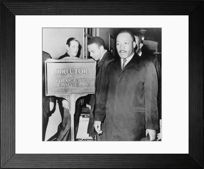 Framed Print : MLK enters the FBI Building. Dr. Martin Luther King, Jr. and Andrew Young arriving at the FBI to meet with FBI Director J. Edgar Hoover Framed Print : MLK enters the FBI Building. Dr. Martin Luther King, Jr. and Andrew Young arriving at the FBI to meet with FBI Director J. Edgar Hoover