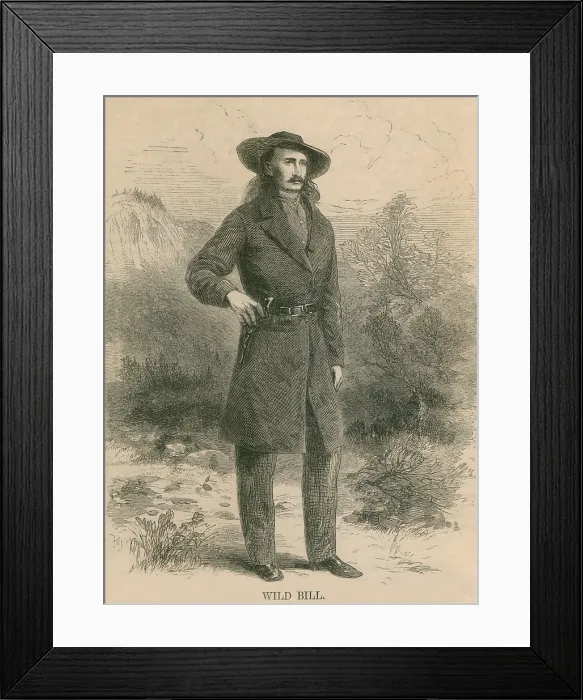 Framed Print : Wild Bill Hickok (1837-1876), portrait engraving of the Wild West celebrity published in Harper's Monthly magazine in February 1867