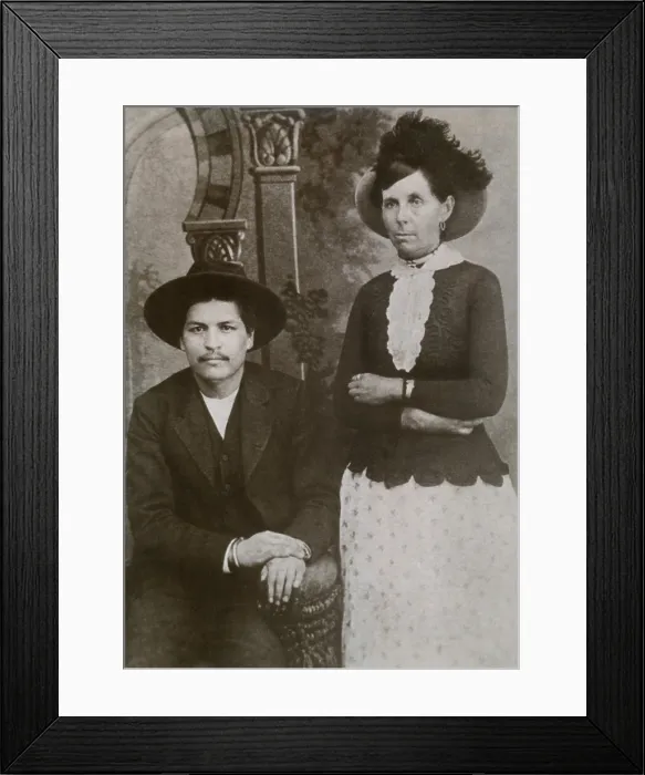 Framed Print : Belle Starr (1848-1889) with her manacled lover, Blue Duck, after his arrest for the murder of a farmer