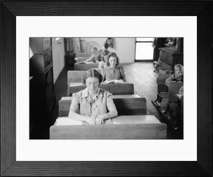 Framed Print : Students of various ages seated at their desks in a rural Wisconsin school. Sept. 1939