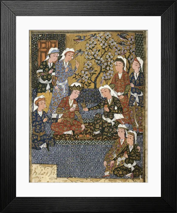 Framed Print : Persian Manuscript, 1650. Court of a Safavid dynasty prince. Persian art. Safavid period. Miniature Painting. EGYPT. Cairo. Museum of Islamic Arts Framed Print : Persian Manuscript, 1650. Court of a Safavid dynasty prince. Persian art. Safavid period. Miniature Painting. EGYPT. Cairo. Museum of Islamic Arts