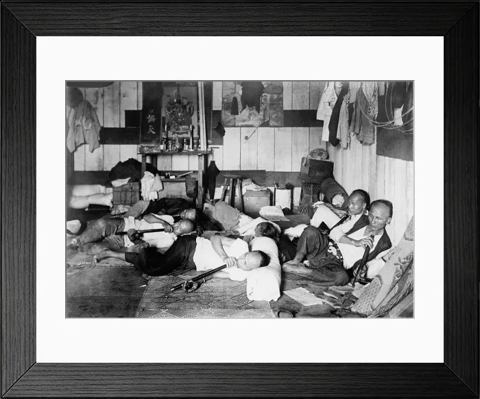 Framed Print : Ethnic Chinese smoking in an opium den in Manila, Philippine. 1924