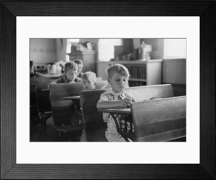 Framed Print : Young boys at their desks in a rural Wisconsin school. Sept. 1939