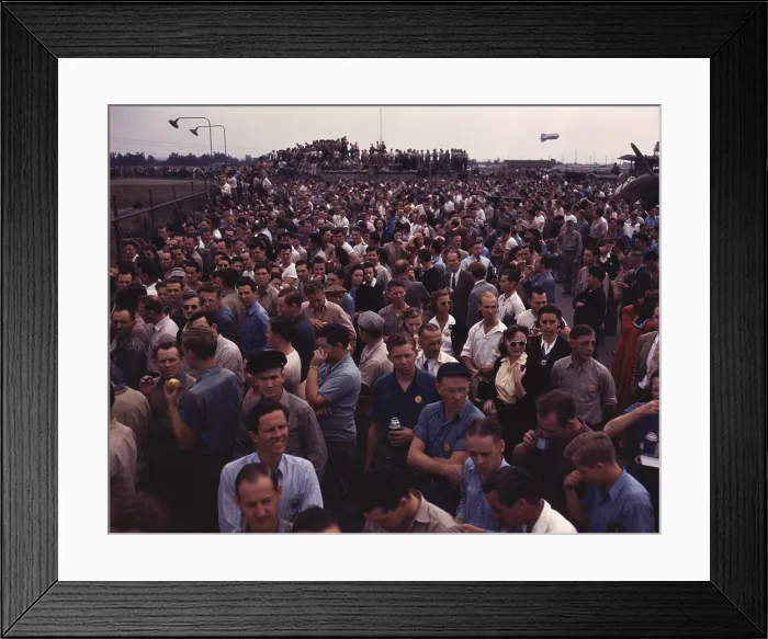 Framed Print : War Workers during a shift change. They build at Liberator Bombers at the Consolidated Aircraft Corporation, Fort Worth, Texas. Oct. 1942