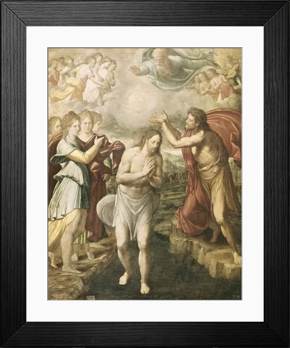 Framed Print : FERNANDEZ NAVARRETE, Juan, called 'el Mudo' (1526-1579). The Baptism of Christ. 1574. Renaissance art. Oil on wood. SPAIN. Madrid. Prado Museum Framed Print : FERNANDEZ NAVARRETE, Juan, called 'el Mudo' (1526-1579). The Baptism of Christ. 1574. Renaissance art. Oil on wood. SPAIN. Madrid. Prado Museum