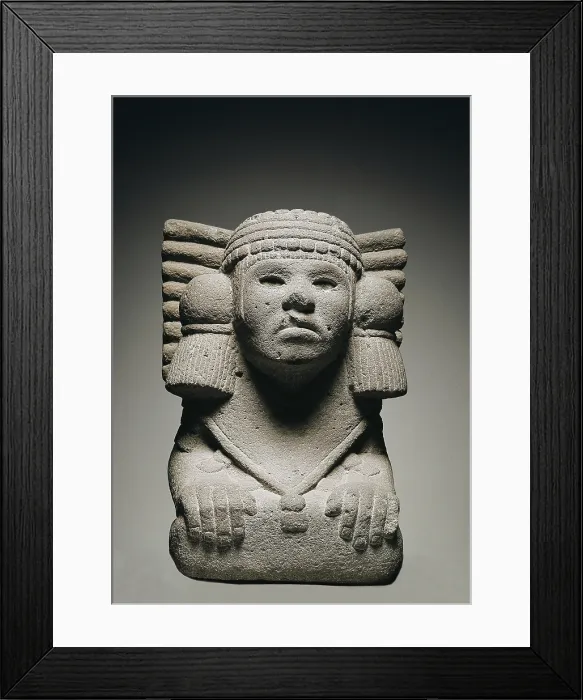 Framed Print : Chalchiuhtlique. ca. 500. Goddess of Water. Aztec art. Sculpture on rock. SPAIN. Madrid. America's Museum. Proc: MEXICO