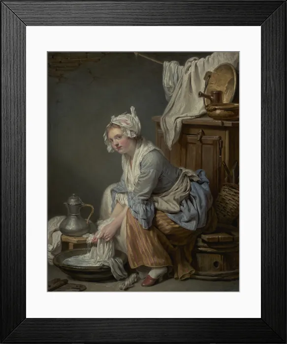 Framed Print : The Laundress, by Jean-Baptiste Greuze, 1761, French painting, oil on canvas