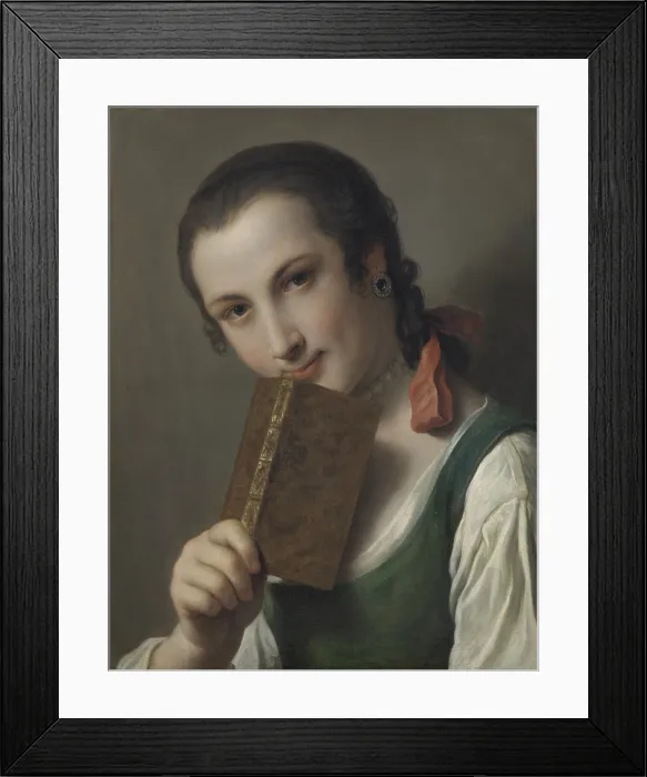 Framed Print : A Young Woman with a Book, by Pietro Rotari, 1760-62, Italian painting, oil on canvas. Russia young woman of St. Petersberg Framed Print : A Young Woman with a Book, by Pietro Rotari, 1760-62, Italian painting, oil on canvas. Russia young woman of St. Petersberg