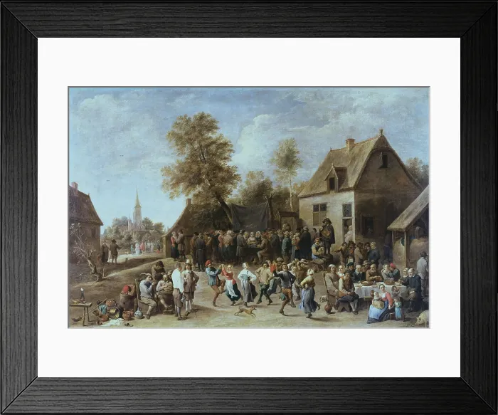 Framed Print : TENIERS II, David, 'the Younger' (1610-1690). The Village Fete. Circa 1646. In the background, Archduke Leopold. Flemish art. Oil on wood. SPAIN. Madrid. Prado Museum