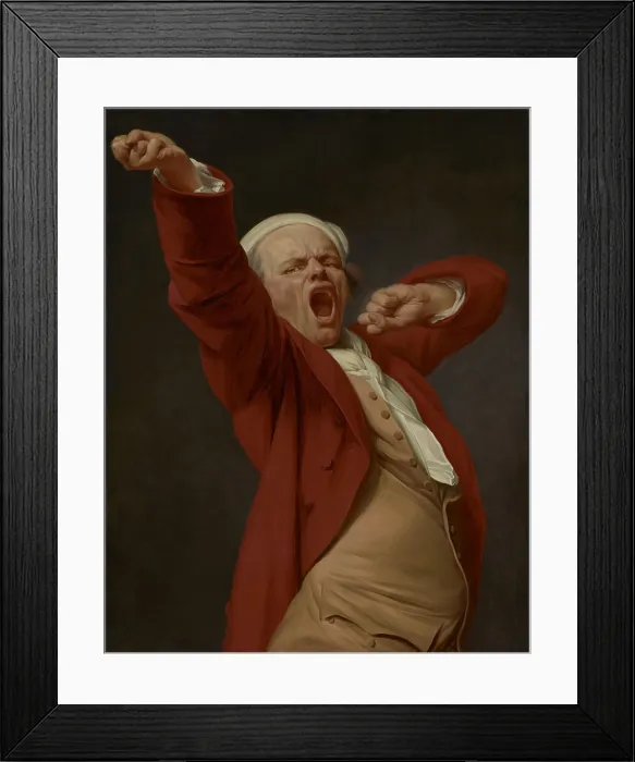 Framed Print : Self-Portrait, Yawning, by Joseph Ducreux, 1783, French painting, oil on canvas