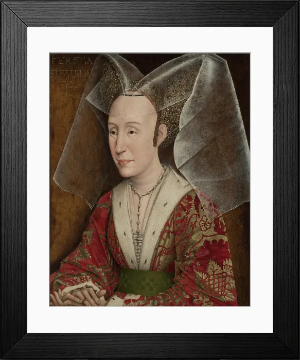 Framed Print : Portrait of Isabella of Portugal, by Rogier van der Weyden, workshop or copied from), 1450, Netherlandish painting, oil on panel