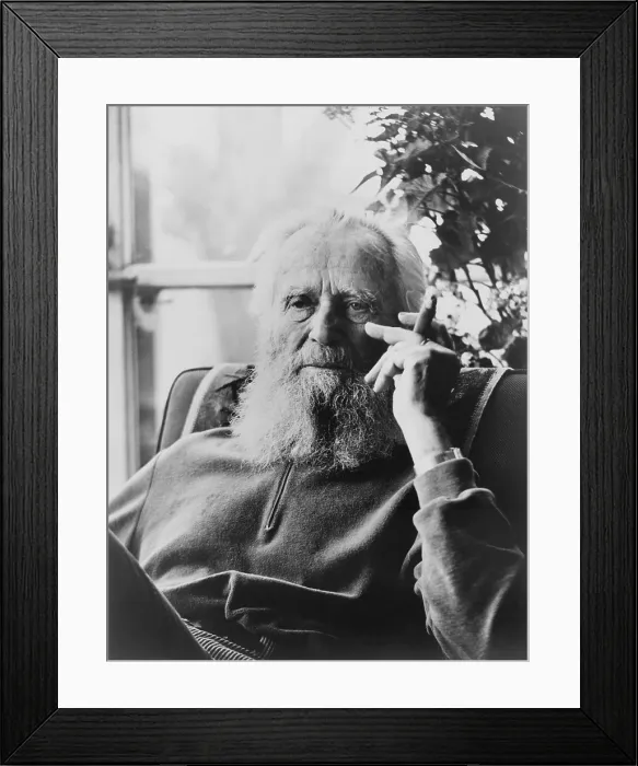 Framed Print : Edward Steichen (1879-1973), the famous photographer at 86, smoking a cigar in 1965. Three years earlier, he published his autobiography, A LIFE IN PHOTOGRAPHY
