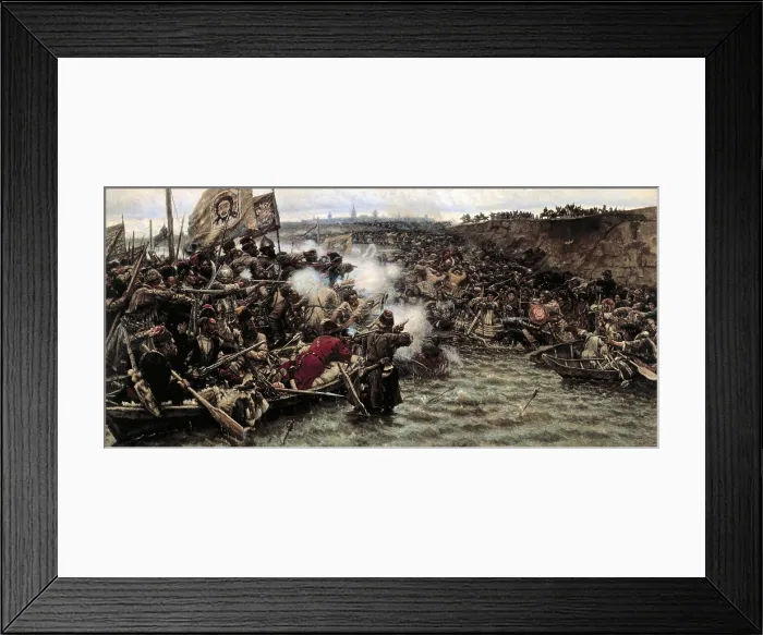 Framed Print : SURIKOV, Vasily Ivanovich (1848-1916). Yermak's Conquest of Siberia. 1895. Oil on canvas. RUSSIA. Saint Petersburg. State Russian Museum