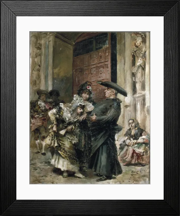 Framed Print : DENIS BELGRANO, Jose (1844-1917). The Exit from Mass. 2nd half 19th c. Oil on canvas. - P. Rotger / Iberfoto / Everett Collection (159976)**US SALES ONLY**