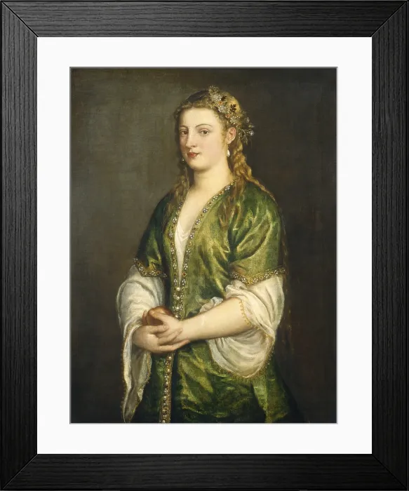 Framed Print : Portrait of a Lady, by Titian, 1555, Italian Venetian painting, oil on canvas Framed Print : Portrait of a Lady, by Titian, 1555, Italian Venetian painting, oil on canvas