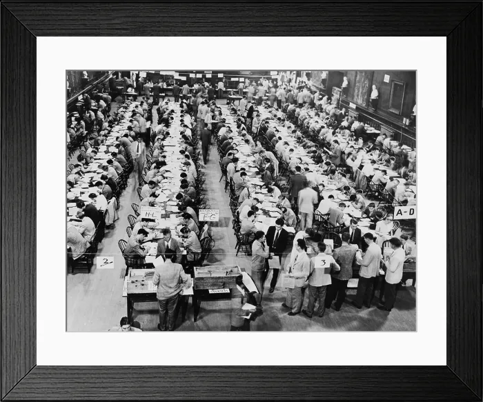 Framed Print : Harvard University enrollment reached its highest as students entered college instead of the military in the first year after the end of World War II