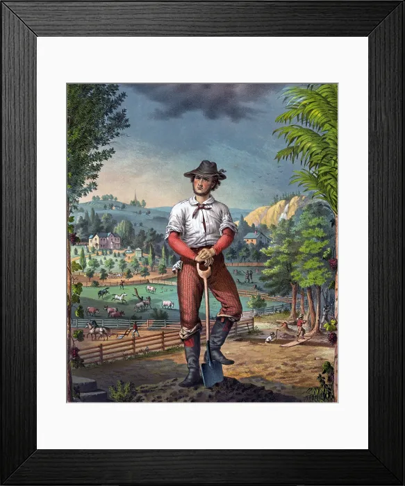 Framed Print : Portrait of a Granger. Ad promoting the National Grange of the Patrons of Husbandry, a fraternal organiztion of farmers. 1873 Framed Print : Portrait of a Granger. Ad promoting the National Grange of the Patrons of Husbandry, a fraternal organiztion of farmers. 1873