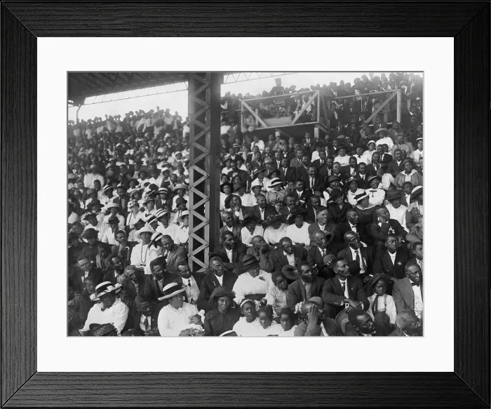 Framed Print : Listening to Booker T. Washington. African American men, women, and families with children, make up an audience in Shreveport, Louisiana. Ca. 1905