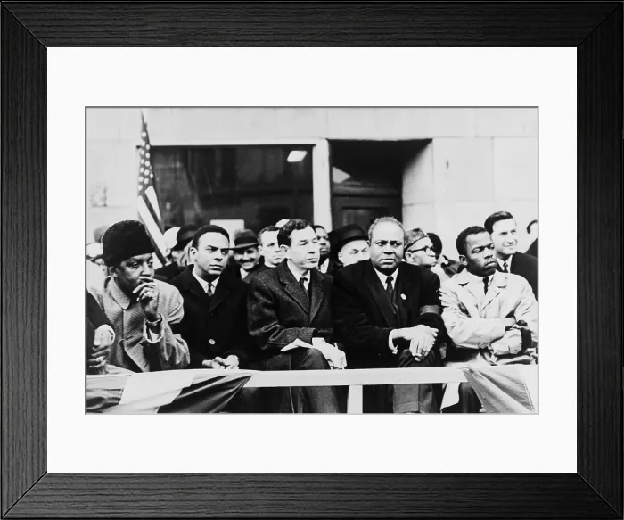 Framed Print : Civil Rights leaders in NYC. L to R: Bayard Rustin, Andrew Young, Congressman William Fitts Ryan, James Farmer, and John Lewis. 1965 Framed Print : Civil Rights leaders in NYC. L to R: Bayard Rustin, Andrew Young, Congressman William Fitts Ryan, James Farmer, and John Lewis. 1965