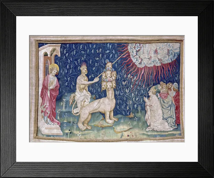 Framed Print : BATAILLE, Nicolas (14th c.). he Beast out of the Earth Making Fire Come Down from Heaven. 1375 - 1382