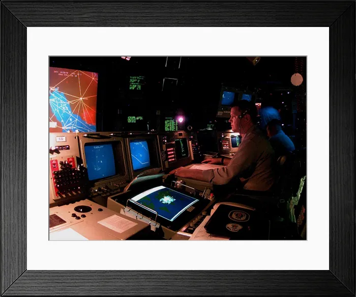 Framed Print : Naval officer monitors Persian Gulf region aboard the destroyer USS JOHN S
