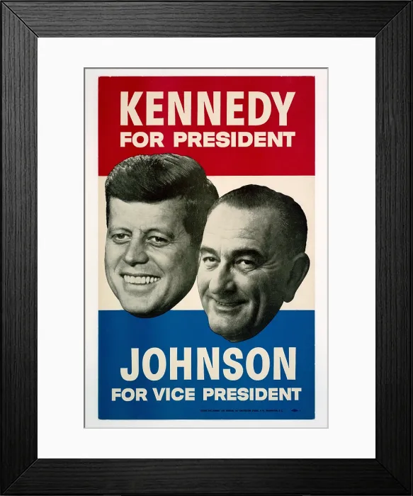Framed Print : Kennedy for President / Johnson for Vice President. 1960 Democratic Presidential Campaign Poster