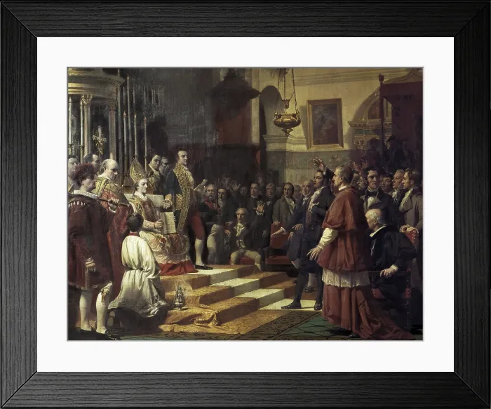 Framed Print : CASADO DEL ALISAL, Jose (1832-1886). The Oath in the Cortes of Cadiz of 1810. 1863. Oil on canvas. SPAIN. Madrid. Chamber of Deputies. - P