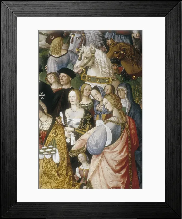 Framed Print : PINTURICCHIO, Bernardino di Betto, called Il (1454-1513). Piccolomini Library. Eneas Piccolomini introducing Leonor of Portugal to Frederick III. 1502-1508. ITALY. Siena