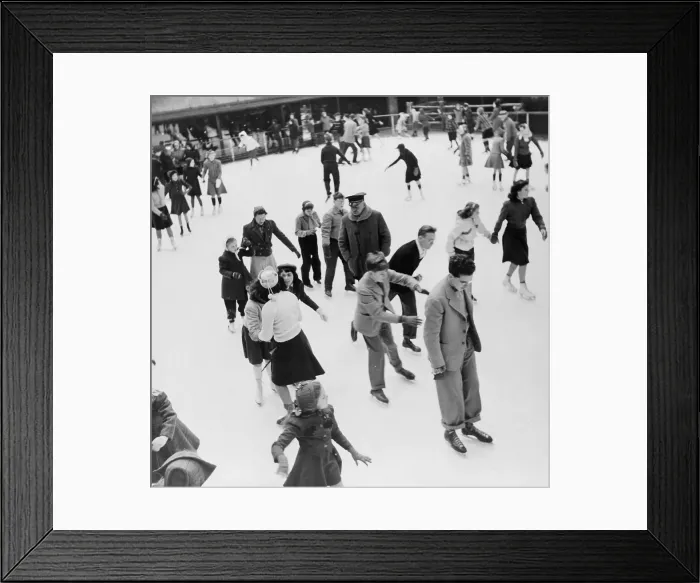 Framed Print : Ice skaters at Rockefeller Center in New York City. December 1941