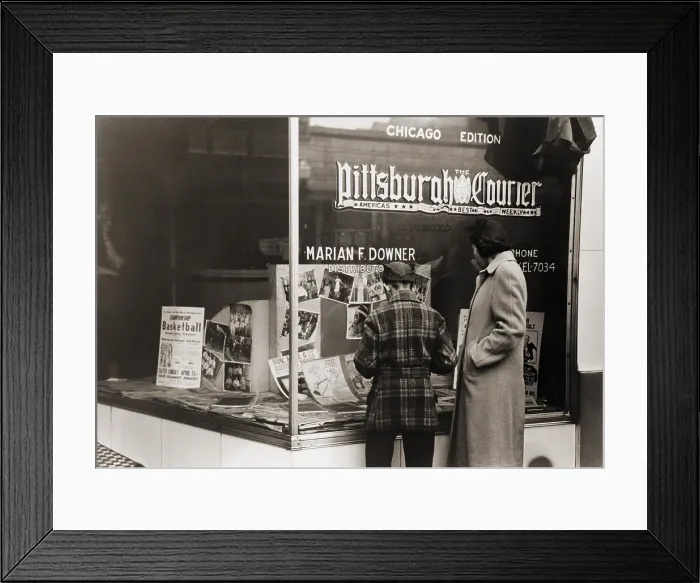 Framed Print : Pittsburgh Courier storefront in Chicago. The Courier was one of the most important African American newspapers from 1907 to 1965