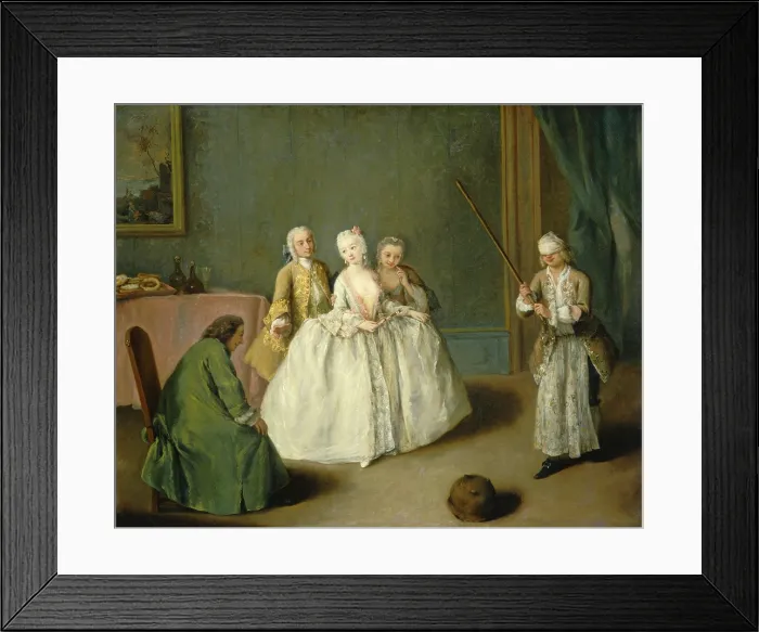Framed Print : The Game of the Cooking Pot, by Pietro Longhi, 1744, Italian painting, oil on canvas. Venetian aristocrats at play in an elegant room Framed Print : The Game of the Cooking Pot, by Pietro Longhi, 1744, Italian painting, oil on canvas. Venetian aristocrats at play in an elegant room