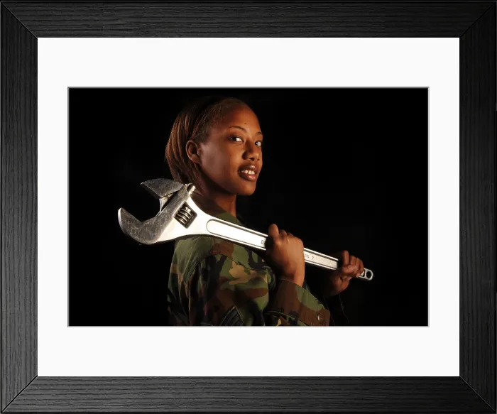 Framed Print : US Air Force Senior Airman a female vehicle maintenance journeyman at Nellis Air Force Base poses for a Women's History Month. March 5 2010 (BSLOC_2011_12_369)