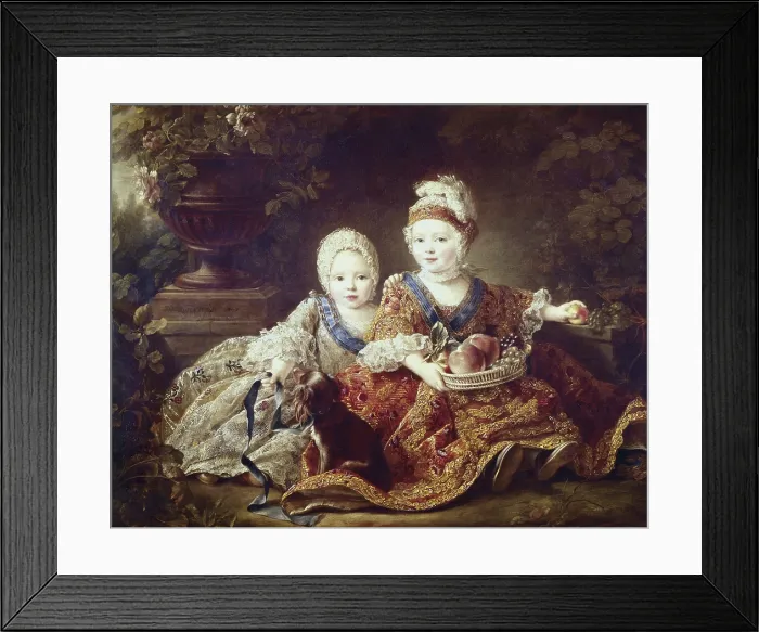 Framed Print : DROUAIS, Franois Hubert (1727-1775). The Duke of Berry and the Count of Provence at the Time of Their Childhood. 1756. Portrait of the kings-to-be, Louis XVI and Louis XVIII