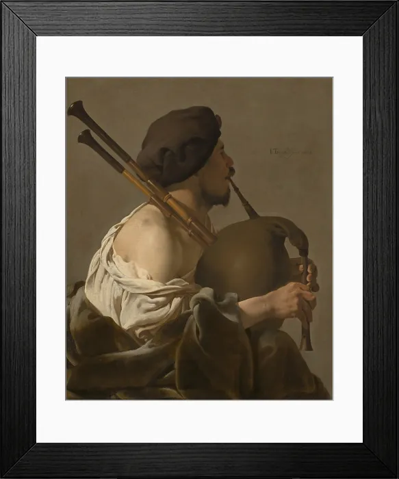 Framed Print : Bagpipe Player, by Hendrick ter Brugghen, 1624, Dutch painting, oil on canvas