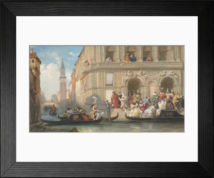 Framed Print : Masqueraders Boarding Gondolas before a Venetian Palazzo, by Eugene Louis Lami, 1869, French painting, watercolor, graphite on paper Framed Print : Masqueraders Boarding Gondolas before a Venetian Palazzo, by Eugene Louis Lami, 1869, French painting, watercolor, graphite on paper