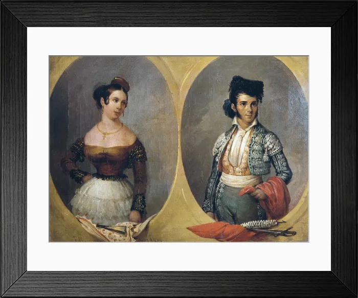 Framed Print : Portrait of bullfighter Francisco Montes Reina, nicknamed 'Paquiro' (1805-1851) and his wife. Oil on canvas. PERU. Lima. Taurine Art Museum