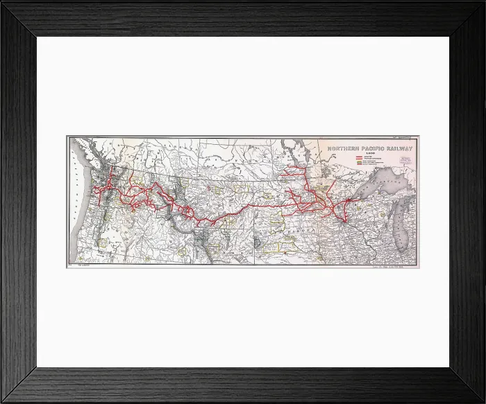 Framed Print : Map of the Northern Pacific Railway 1900 Framed Print : Map of the Northern Pacific Railway 1900