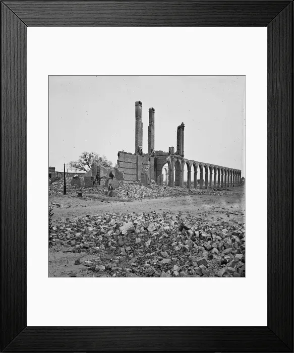 Framed Print : The Civil War. Charleston, South Carolina. Ruins of North Eastern Railroad depot, 1865