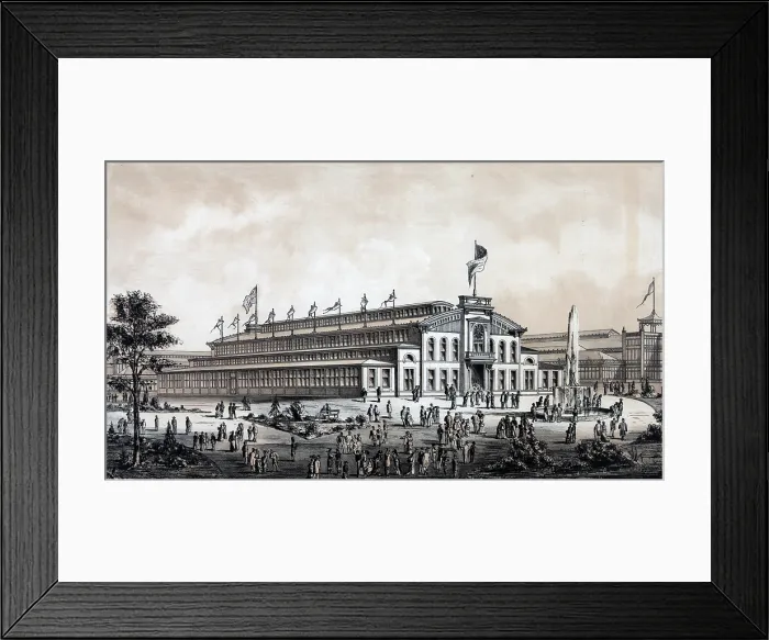 Framed Print : Philadelphia, The International Exposition 1876. Print showing exterior view of the 'Shoe & Leather Building' at the Centennial Exhibition in Philadelphia, Pennsylvania