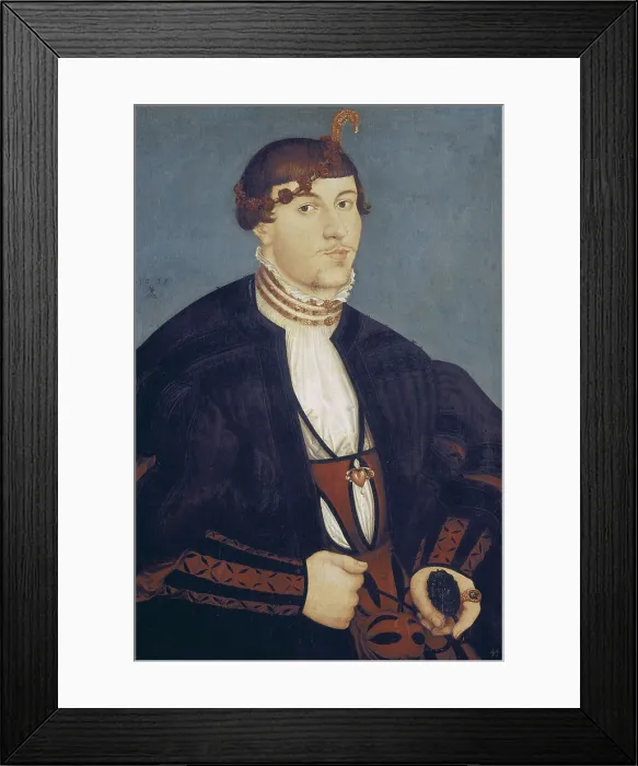 Framed Print : Cranach, Lucas, 'the Elder' (1472-1553). Portrait of a Young Man. Circa 1540. Renaissance art. Oil on wood. BRAZIL. Sao Paulo. Sao Paulo Museum of Art