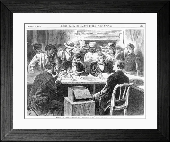 Framed Print : Counting the vote, on November 7th, at 'Elephant Johnnie's'. 1876