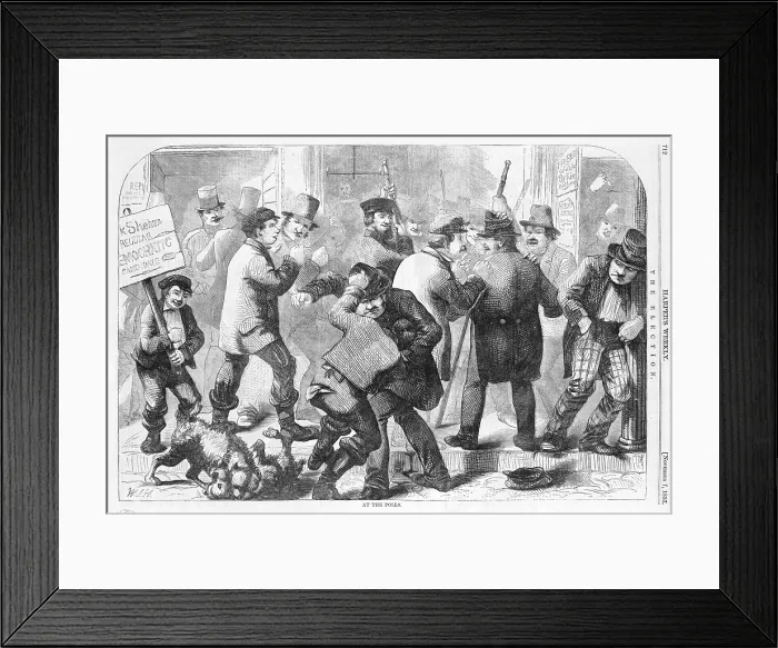 Framed Print : The election- At the polls. 1857