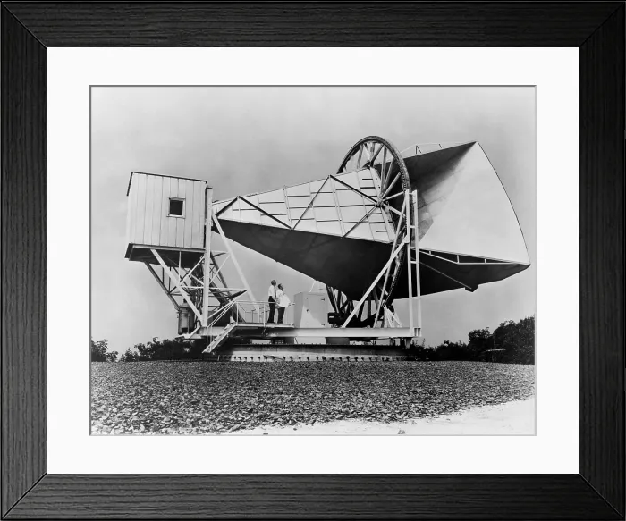 Framed Print : The Horn reflector antenna at Bell Telephone Laboratories in Holmdel, New Jersey, was built for NASA ECHO I communication satellites Framed Print : The Horn reflector antenna at Bell Telephone Laboratories in Holmdel, New Jersey, was built for NASA ECHO I communication satellites