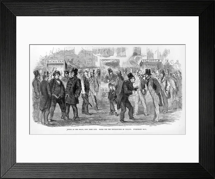 Framed Print : Scene at the polls, New York City--Boxes for the distribution of tickets. 1856