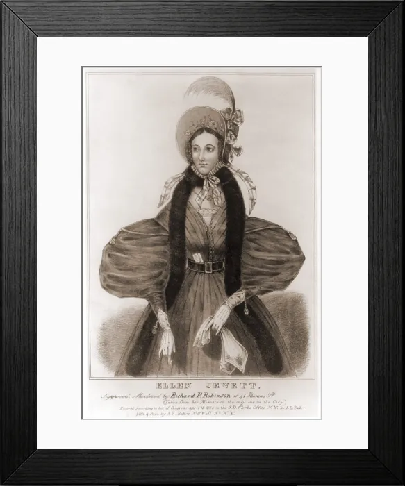 Framed Print : Helen Jewett (1813-1836) was an New York City prostitute whose murder in her brothel, the following trial, and acquittal of her alleged killer, Richard P