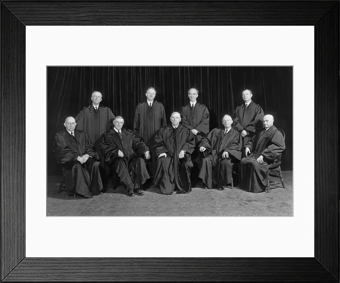 Framed Print : Stone Court. United States Supreme Court group portrait. Center front is Chief Justice Harlan Stone. Ca. 1943
