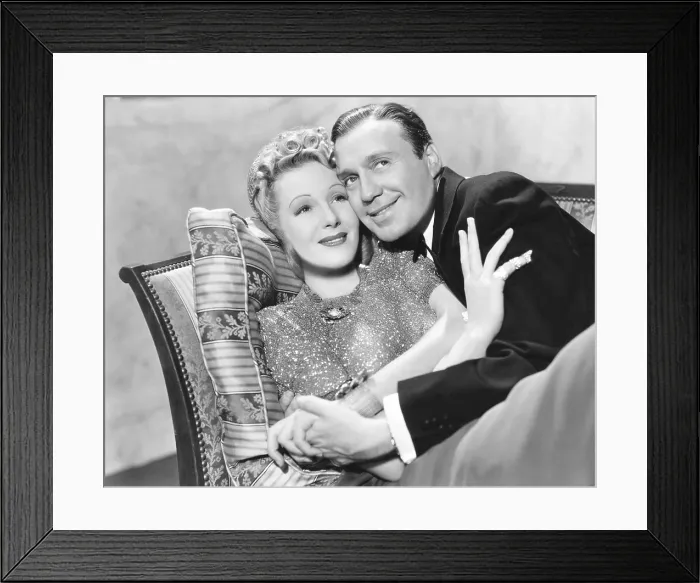 Framed Print : MAN ABOUT TOWN, from left, Binnie Barnes, Jack Benny, 1939